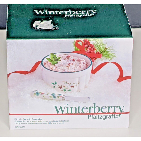 Pfaltzgraff WINTERBERRY Dip Bowl and Spreader Set Holiday Christmas EUC - Picture 4 of 4